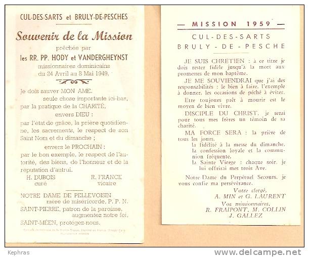 CUL-DES-SARTS / BRULY-DE-PESCHE : Souvenir Des Missions De 1949 Et 1959 - Devotieprenten