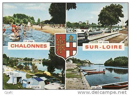 CARTE 1970 CHALONNES SUR LOIRE -MULTIVUES :camping,plage,la Loire - Chalonnes Sur Loire