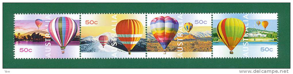 AUSTRALIA  2008  MONGOLFIERE CON VEDUTE. SERIE COMPLETA MNH** - Luchtballons