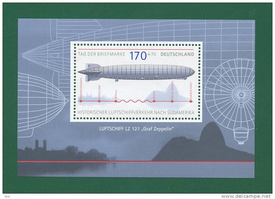 GERMANIA 2007  STORICO VOLO DELLO ZEPPELIN IN SUD AMERICA. BF MNH** - Zeppelins