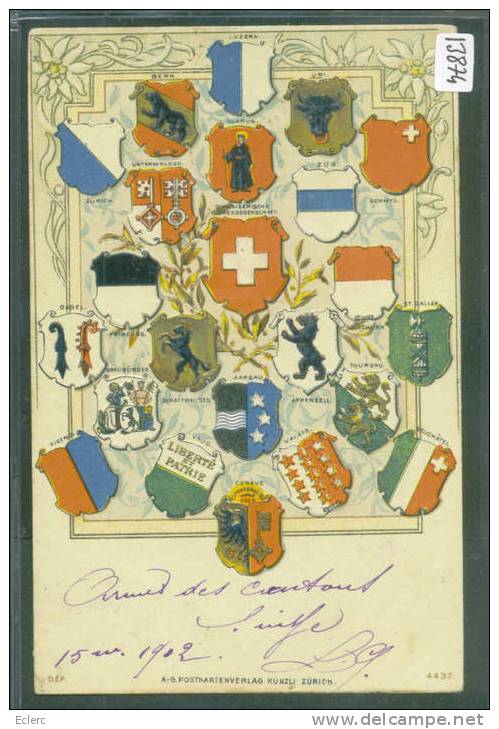 CARTE PATRIOTIQUE - LES CANTONS SUISSES - TB - St. Anton