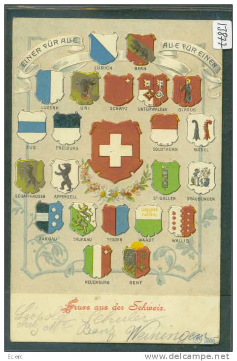 CARTE PATRIOTIQUE - LES CANTONS SUISSES - ( USURE ET PLI D'ANGLE ) - St. Anton