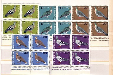 BULGARIA BIRDS - Pigeons 5 V.-MNH Block Of Four - Duiven En Duifachtigen