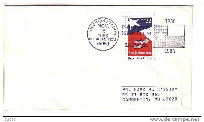 USA Special Cancel Cover 1986 - Philatelic Symposium UTD Library - Richardson - Sonstige & Ohne Zuordnung