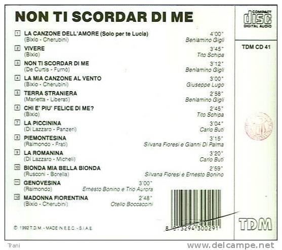 NON TI SCORDAR DI ME - Other - Italian Music