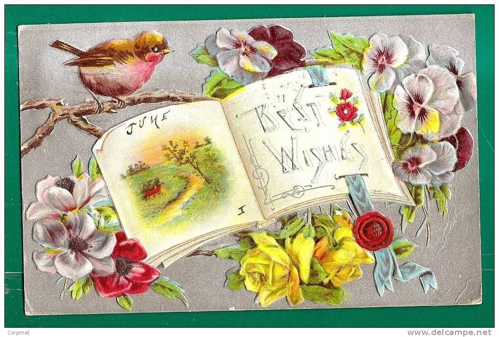 BIRDS And FLOWERS On A BEST WISHES 1911  ENGRAVED POSTCARD From TORRINGTON, CONN - VF !! - Vogels