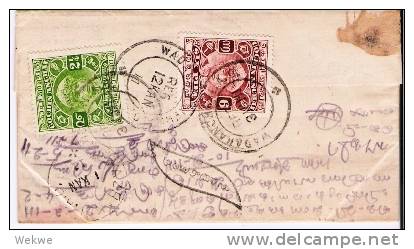 Ist002/  INDIEN - Cochin, Einschreiben 1911 (Faltbrief)mit 2 Marken - Cochin