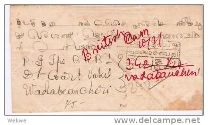 Ist002/  INDIEN - Cochin, Einschreiben 1911 (Faltbrief)mit 2 Marken - Cochin