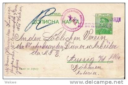 Ser015/- SERBIEN - Kriegsgefangenenpost Aus Serbischem Lager Nies 15.1.1915, N. Aussig (Böhmen) - Serbien