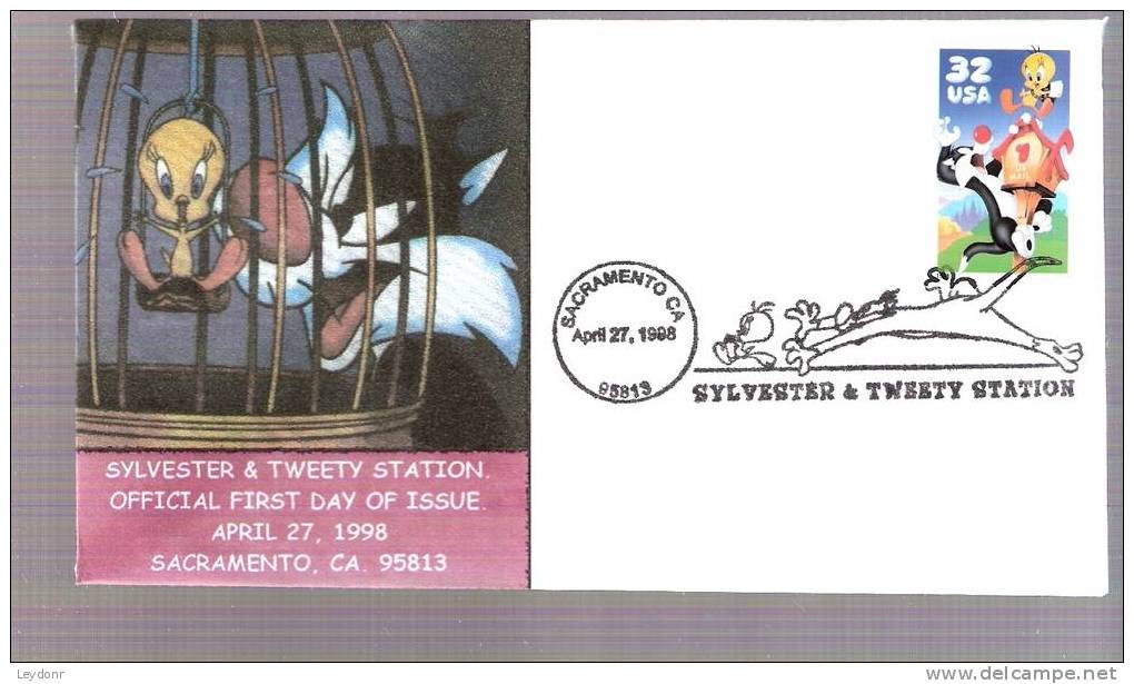 First Day Of Issue - Sylvester And Tweety Station April 27, 1998, Sacramento, CA 95813 - Andere & Zonder Classificatie