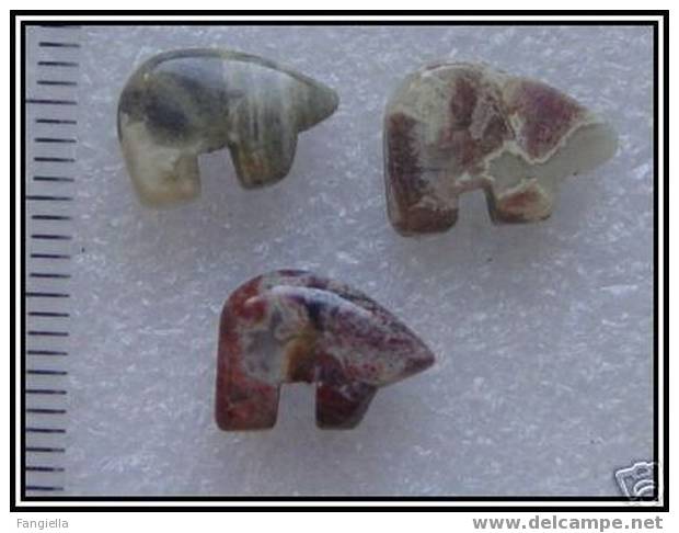 Lot De 2 Perles "Ours" En Véritable Agate Feuille D´argent 12x8mm - Perles