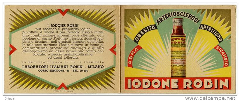 PUBBLICITA CON CALENDARIO MEDICINALE IODONE ROBIN MILANO ANNO 1933 - Petit Format : 1921-40