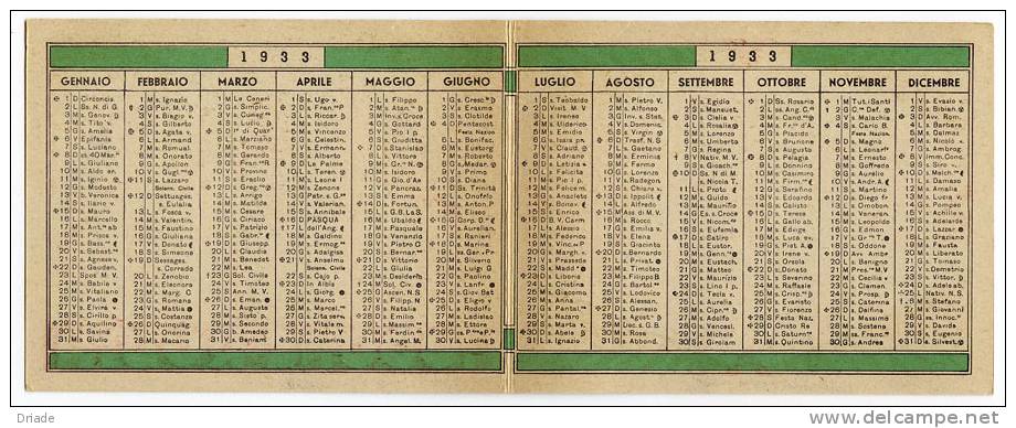 PUBBLICITA CON CALENDARIO MEDICINALE IODONE ROBIN MILANO ANNO 1933 - Tamaño Pequeño : 1921-40