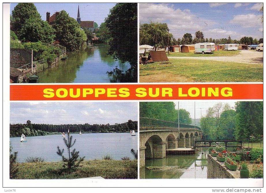 SOUPPES SUR LOING - N° M 7717 VC4 -    4 Vues :  Bords Du LOING - Camping - Lac - Bords Du Loing - Souppes Sur Loing