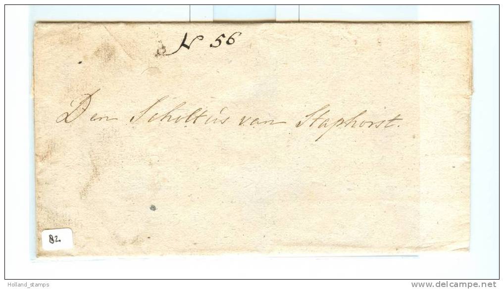 Briefomslag (82) Uit 1807 Ongefrankeerd Van De LANDDROST OVERYSSEL Aan De SCHOUT Van STAPHORST MET LAKZEGEL LANDDROST - ...-1852 Prephilately