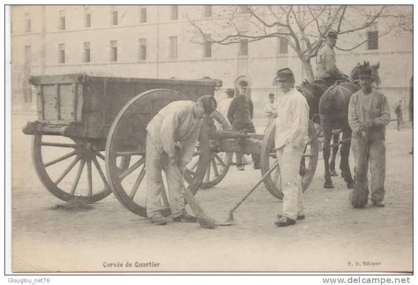 CORVEE DE QUARTIER...-BELLE CPA ANIMEE ..A VOIR - Casernas