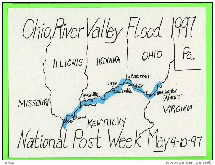 MERRILLVILLE, IN - NATIONAL POST CARD WEEK,1997 - OHIO RIVER VALLEY FLOOD - Limited Edition No 102/200 Ex - - Altri & Non Classificati