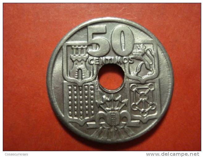 1711  ESPAÑA SPAIN ESPAGNE  50 CENTIMOS  AÑO / YEAR  1963 * 65  REPINTADA SIN CIRCULAR - - 50 Céntimos