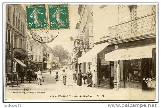 CPA 24.-MUSSIDAN.-Rue De Bordeaux.-bien Animé.-BHV  494 - Mussidan