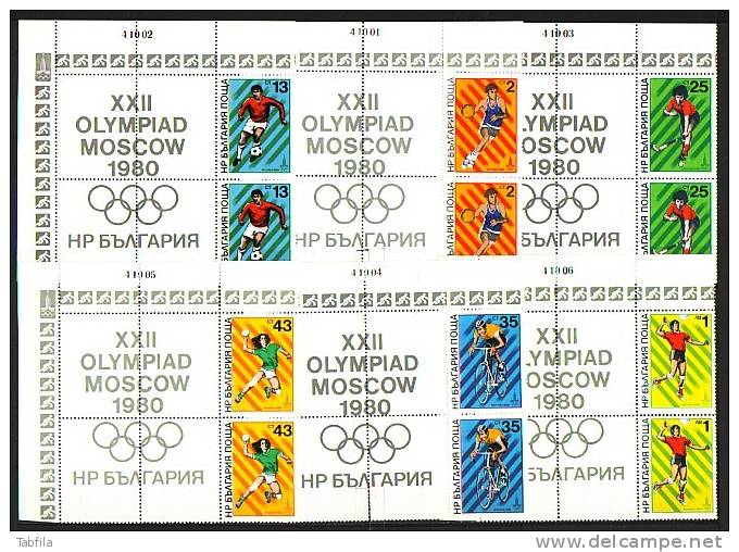 BULGARIE - 1980 - Jeux Olimpiques D´Ete - Moscou´80 (5) - 2 Series + 4 Vignet** Rare - Nuevos