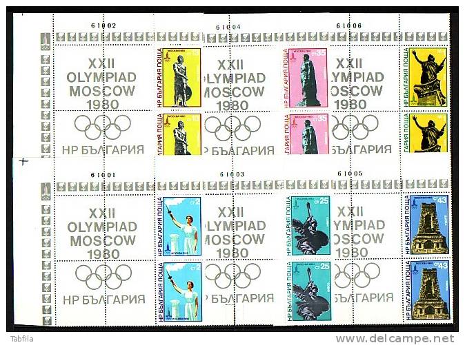 BULGARIE - 1980 - Jeus Olimpiques D´Ete - Moscou´80 -(6) - 2 Series Avec 4 Vignetes** Rare - Nuevos