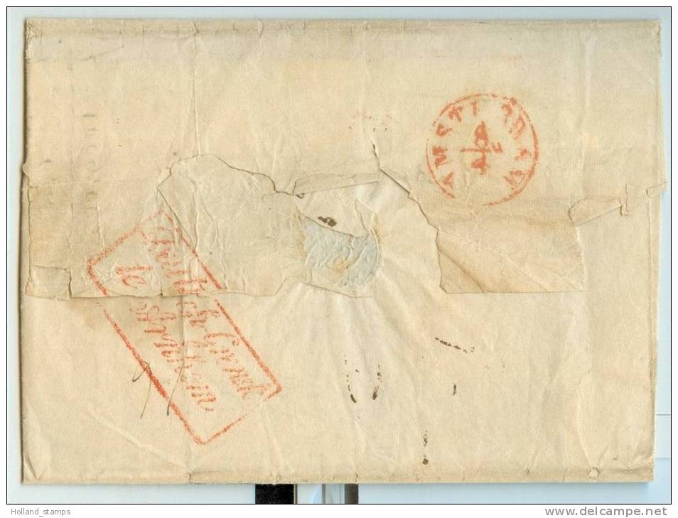 Komplete Geschreven BRIEF (90) Ongefrankeerd  06 April 1840 Uit CREFELD Naar AMSTERDAM Roodstempel DEUTSCH-GRENSH ARNHEM - ...-1852 Prephilately