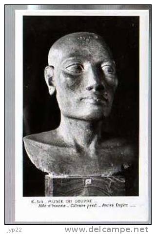 Jolie CP Photo Musée Du Louvre Tête D'Homme - Calcaire Peint - Ancien Empire - Sculpture Antiquité Archéologie - N° E.54 - Antiquité