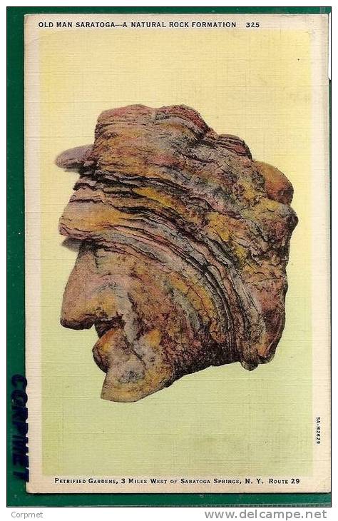 OLD MAN SARATOGA - A NATURAL ROCK FORMATION  - PETRIFIED GARDENS - SARATOGA SPRINGS - 1937 POSTCARD To CONN - Unclassified