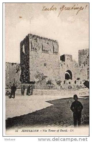 Pal007/ Jerusalem. David-Turm 1925 Frankiert Mit 8 M. Überdruckmarke - Palästina