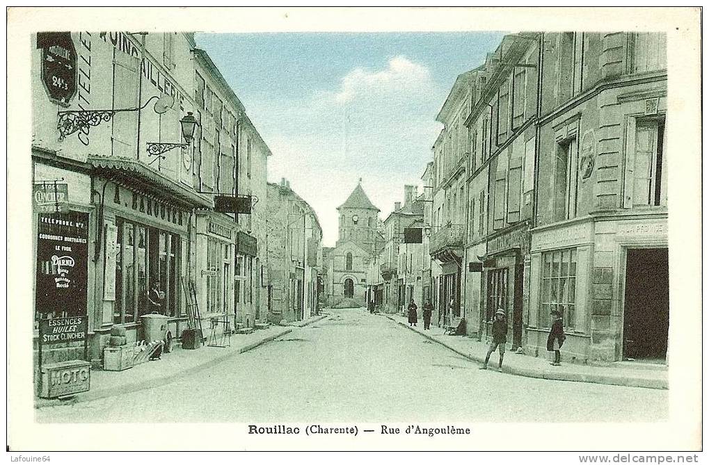 ROUILLAC - Rue D´Angoulême - Quincaillerie Barouyer - Vue Colorisée - Rouillac