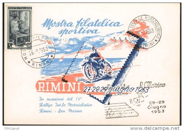 1953  Italia  Rimini Moto Rallye  Motociclismo Motocyclisme Motorcycling - Motos