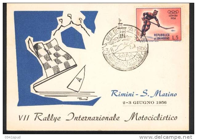 1956  S. Marino  Moto-Rallye Motociclismo Motocyclisme Motorcycling  Sur Carte - Moto