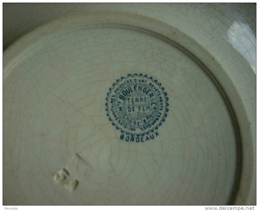 Assiette Plate Ancienne Boulenger Terre De Fer Articles Sanitaires Faiences D´art Revetements Céramiques Choisy-le-roi - Terre De Fer (FRA)