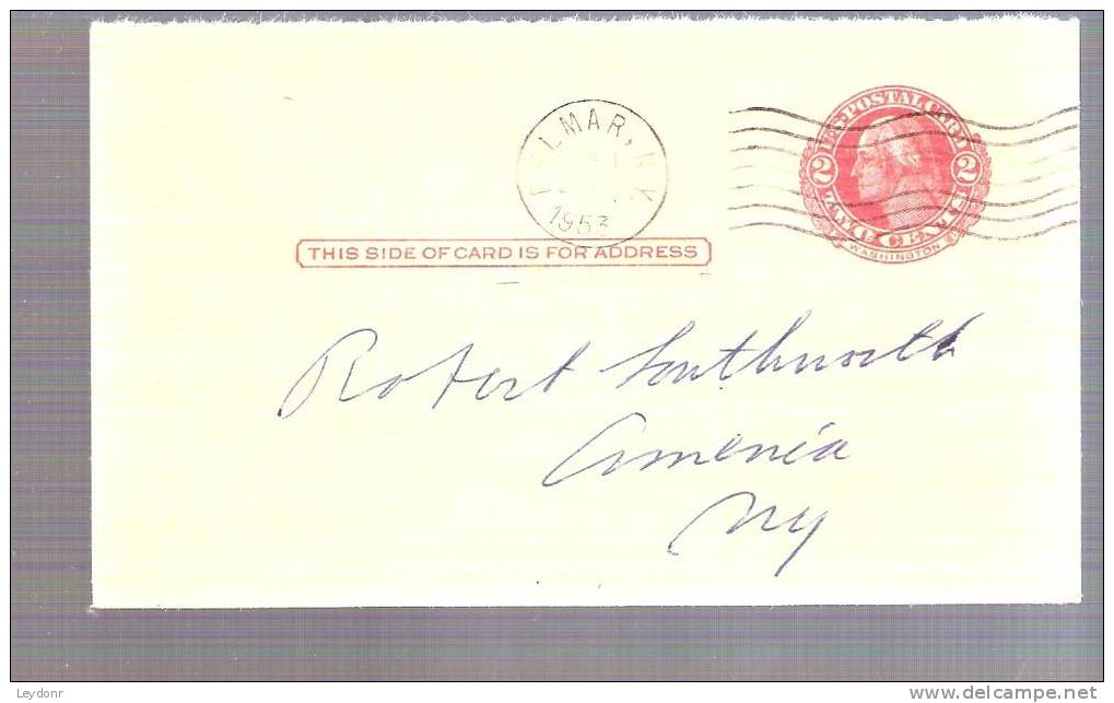 Postal Card -  2 Cent George Washington Scott # UY13-m 1953 - 1941-60