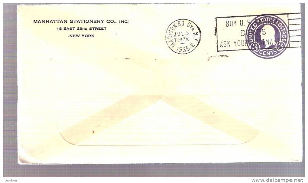 Stamped Envelop - George Washington - 3 Cent U93 - 1935 - 1921-40