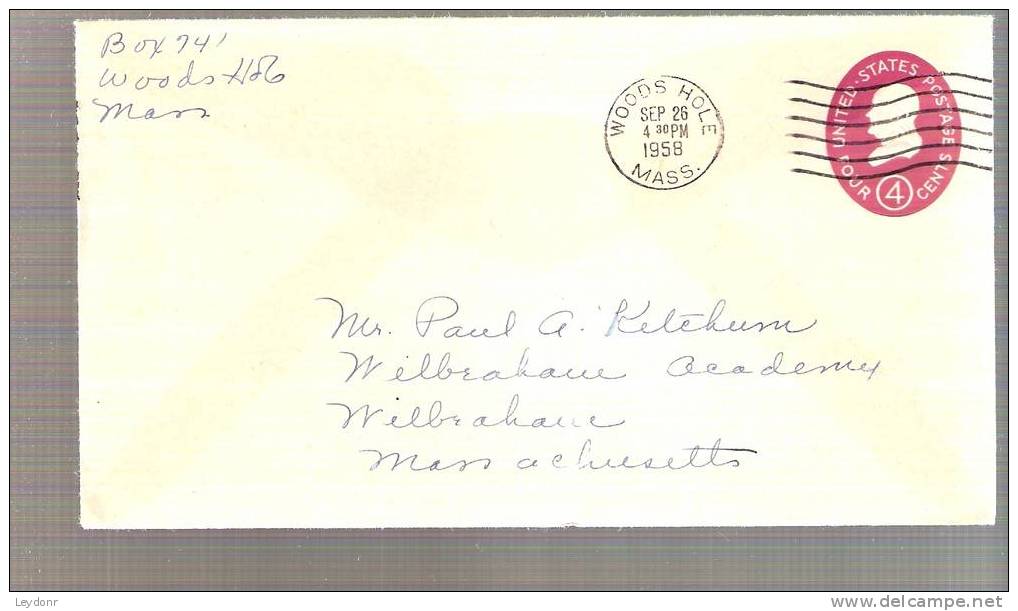 Stamped Envelop - B. Franklin - 4 Cent Scott # U536 - 1958 - 1941-60