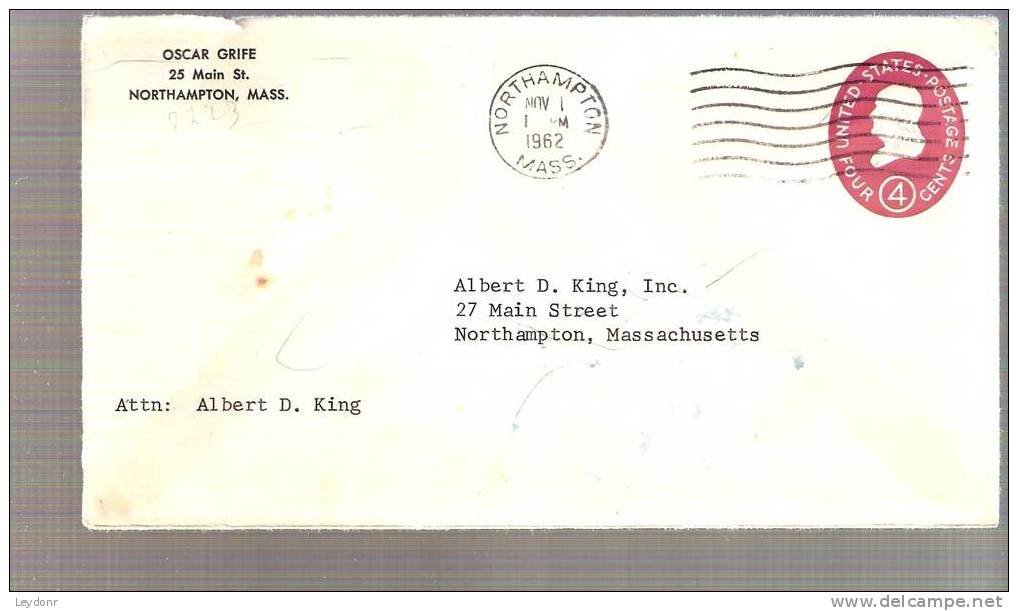 Stamped Envelop - B. Franklin - 4 Cent Scott # U536 - 1962 - 1961-80