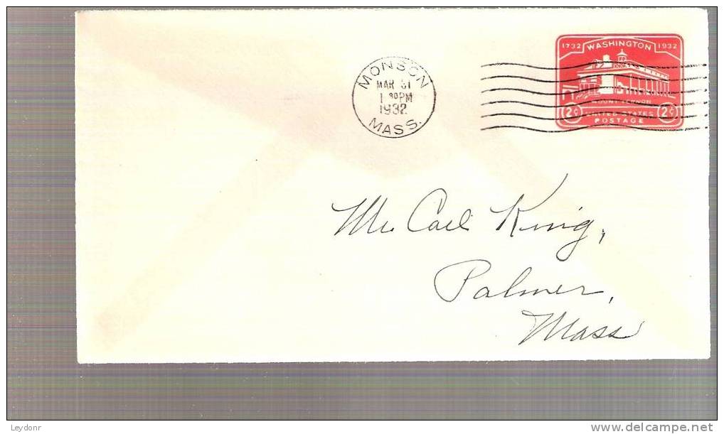 Stamped Envelop - Mount Vernon - 2 Cent - Scott # U525 - 1932 - 1921-40