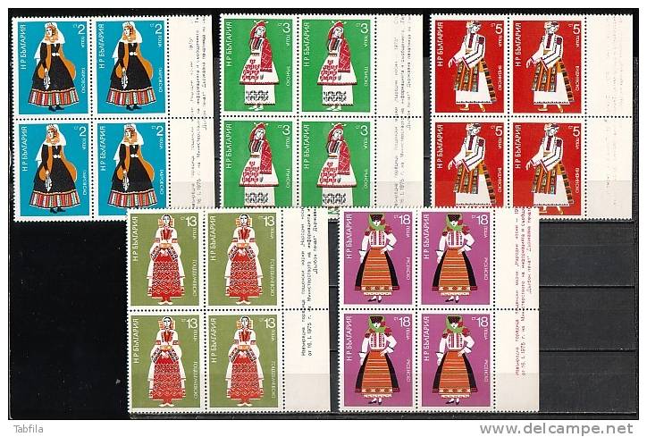 BULGARIA / BULGARIE  - 1975 - Costumes Nationaux De Femmes - Bl De 4** - Unused Stamps