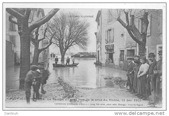 30 // PONT SAINT ESPRIT, La Rampe Du Port Lors De La Crue Du Rhone 12 Décembre 1910, Ed Lux Lang, ANIMEE, N° 34 - Pont-Saint-Esprit