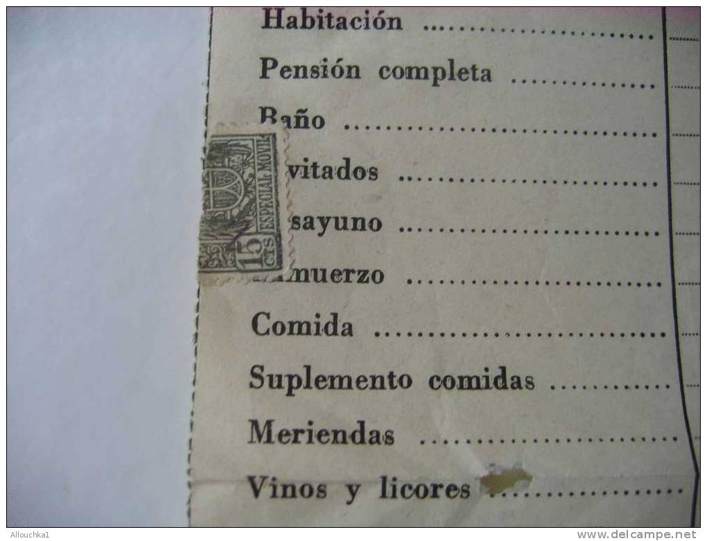 1954- FACTURE/HOTEL AVENIDA  à MADRID -ESPANA-SE SUPLICA EL PAGO EL DIA DE SU PRESENTACION + VIGNETTE - Spanien