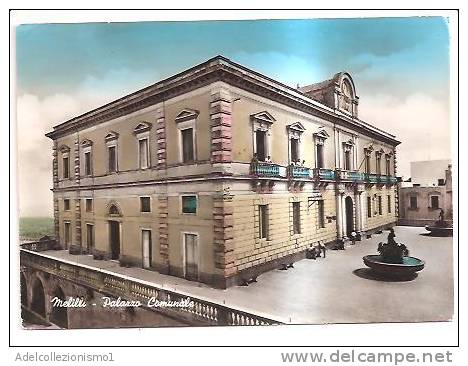 11505)cartolina Illustratoria  Melilli - Palazzo Comunale - Marcophilia