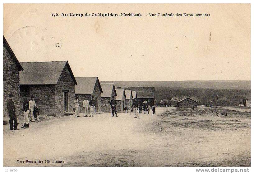 Au Camp De Coëtquidan - Vue Générale Des Baraquements   Animé   Année  1913 - Guer Coetquidan