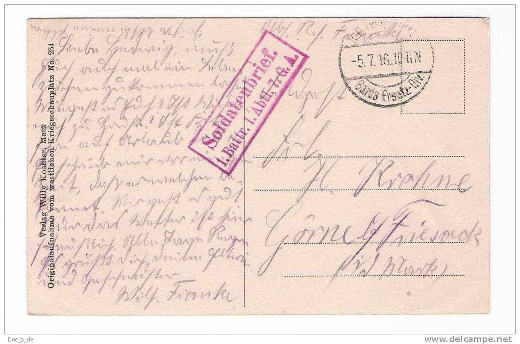 France - Frankreich - Chambley  Das Schloss - Ruine - Feldpost - 1916 - Stempel Soldatenbrief 1. Battr. 1. Abtl. 7. G.A. - Chambley Bussieres