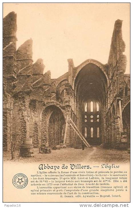 B - BW - Abbaye De Villers - L'Eglise - éd. E. Desaix (La Belgique Historique N° 11) - Villers-la-Ville