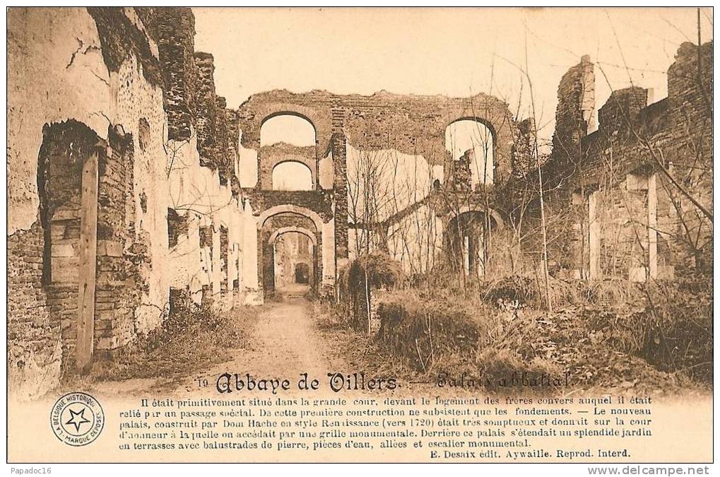 B - BW - Abbaye De Villers - Palais Abbatial - éd. E. Desaix (La Belgique Historique N° 19) - Villers-la-Ville