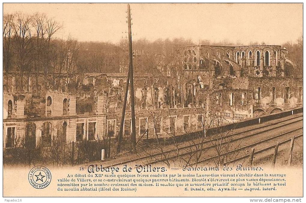 B - BW - Abbaye De Villers - Panorama Des Ruines - E. Desaix (La Belgique Historique N° 18) - [voie Ferrée] - Villers-la-Ville