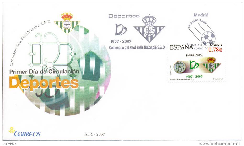 Centº Du Club De Football Real Betis Balompie FDC 2007 Espagne - Club Mitici