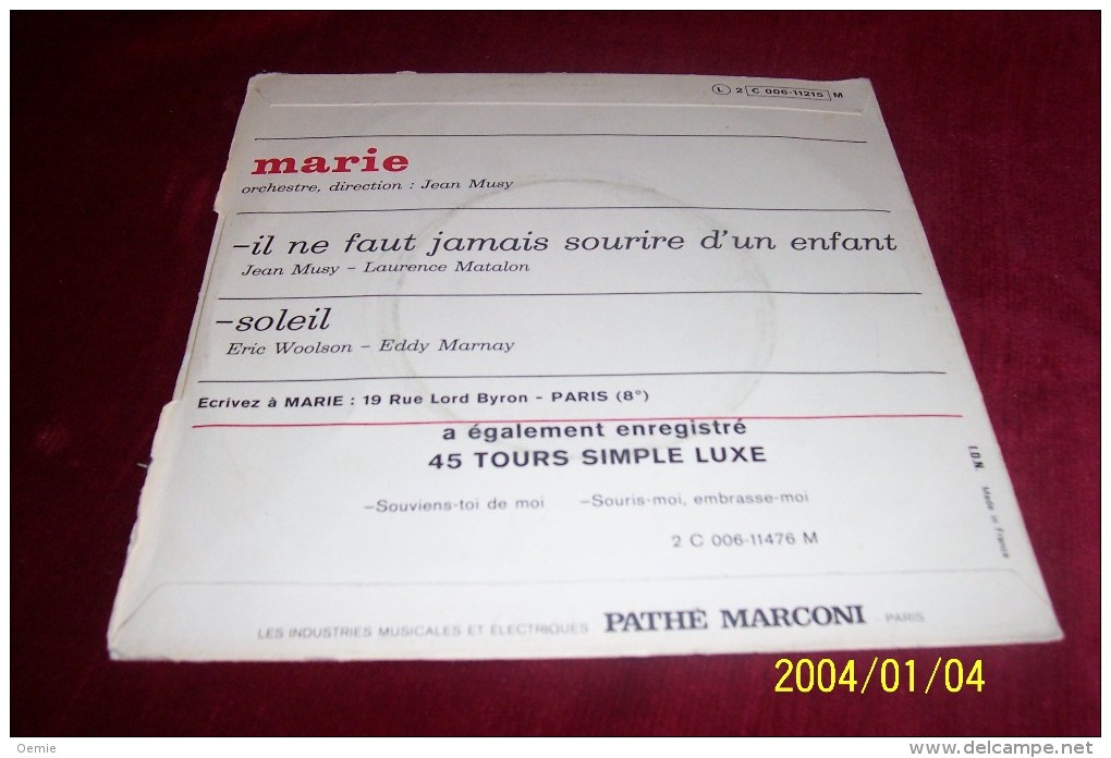 MARIE °   LOT  3   / 45 TOURS