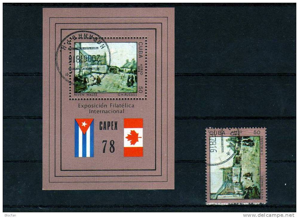 CAPEX 1978 Toronto Flagge Kanada Gemälde Winter In Wales Kuba 2302+Block 54 O 5€ Bloque Hb Philatelic Expo Sheet Bf Cuba - Oblitérés